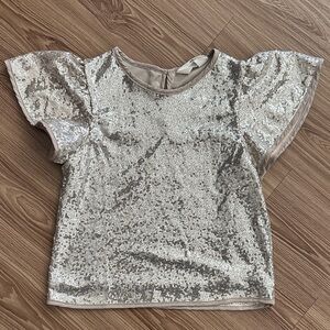 H&M Shimmering Silver Sequin Tee